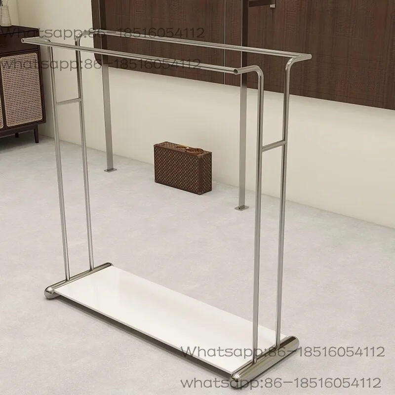 Women's Clothing Store Stainless Steel Nakajima Display Rack Double Row Parallel Bars with Wheels Floor-to-ceiling Hanger