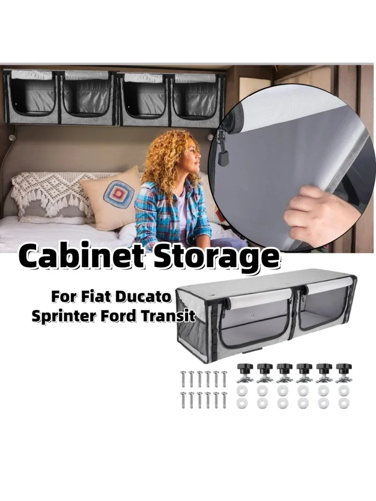 Opbergbox van vilt voor bovenste kast in camper, geschikt voor Fiat Ducato, Sprinter, Ford Transit, caravan en camper. - afbeelding 2