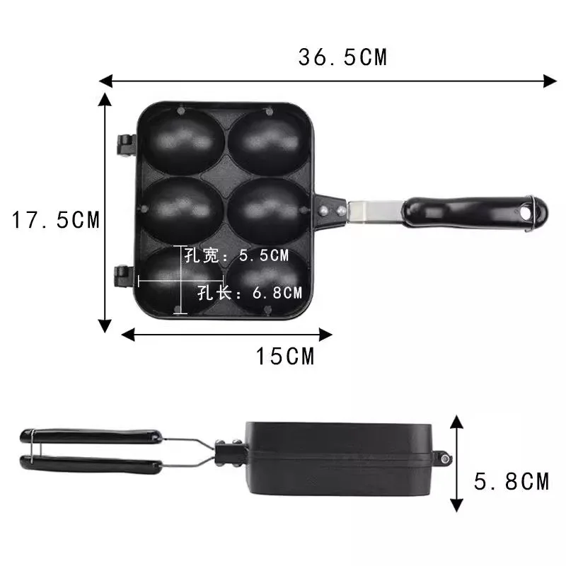6 Hole Cooking Cake Pan Cast Iron Omelette Pan Non-Stick Cooking Pot Breakfast Egg Cooker Cake Mold Kitchen Cookware Kitchenware