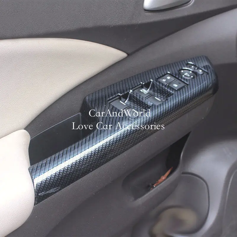 For Honda CR-V CRV 2012-2016 Interior Door Armrest Panel Cover Window Glass Lift Switch Button Decoration Trims Car Accessories