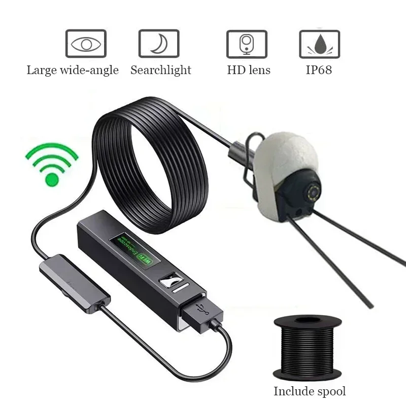 1200P WiFi fish finder endoscope camera IP68 8LED hd underwater camera android usb type c for smart phone Fishing accessories