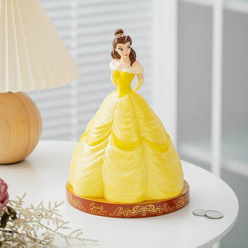 Figuras de Anime de Disney, Alcancía de Cerámica con Diseño de la Princesa Bella, Modelo Artesanal de Dibujos Animados, Escultura de La Bella y la Bestia, Regalo