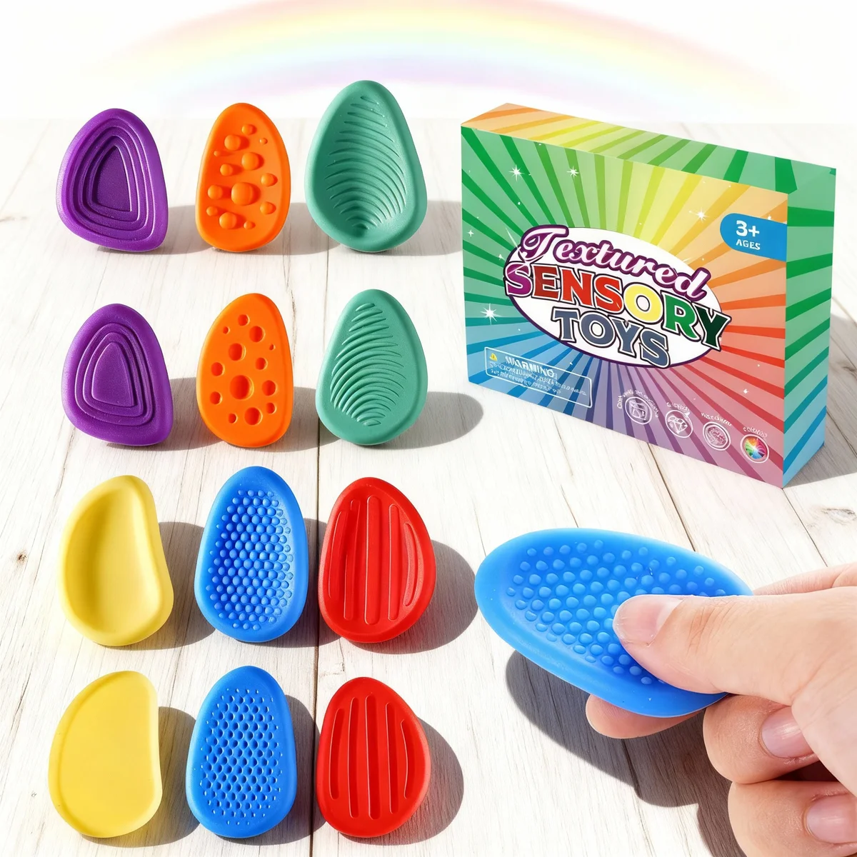 ADHD Fidget Toys Sensory Stones for Focus Training Textured Anxiety Relief Stone Stress Relief Gift for Kids Adults 3PCS or 6PCS