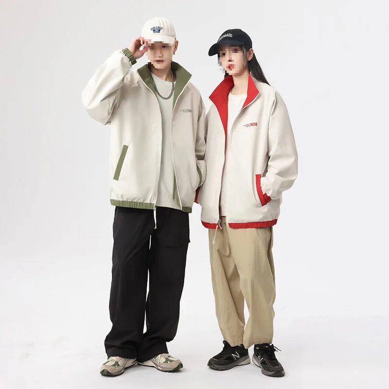 New Jacket Two-sided Long Sleeve Outdoor Men Coats Women Reversible Windproof Coats Splashproof Double-Sided Jackets Couple Top