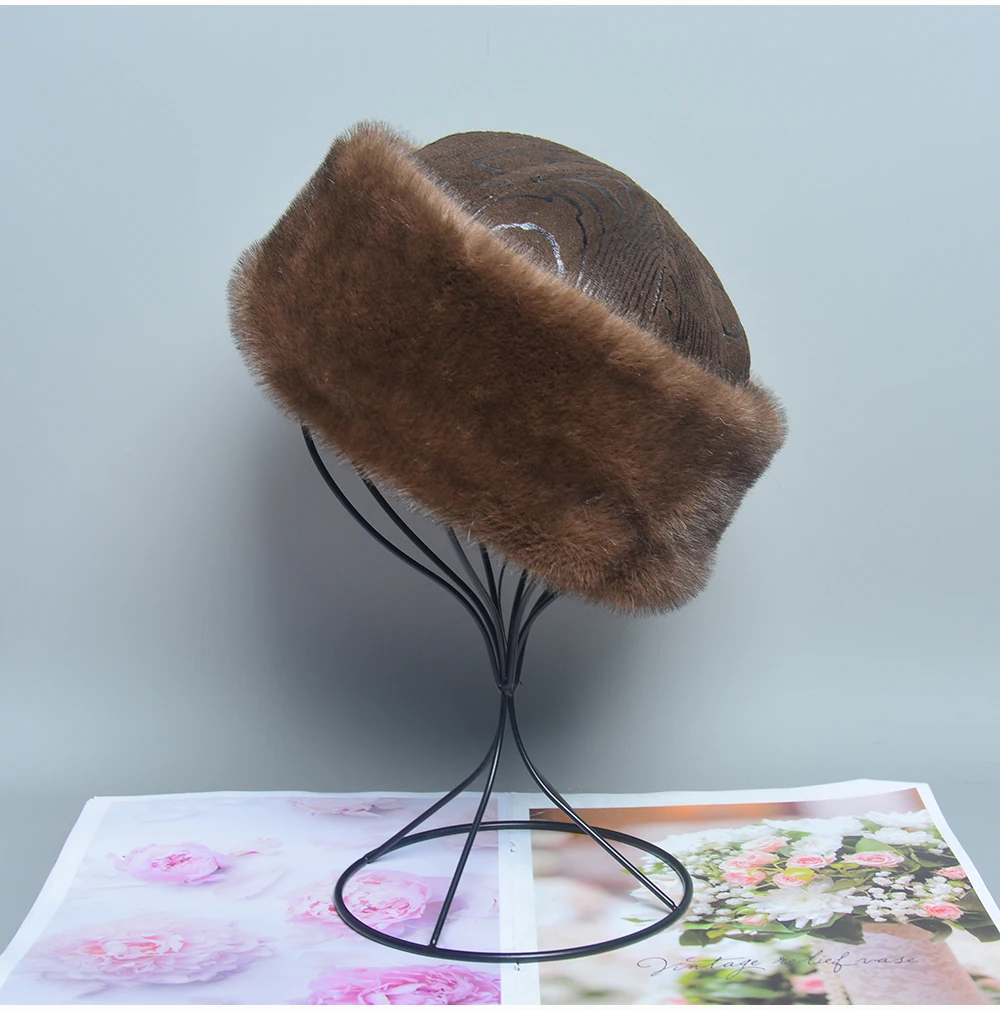 Ushanka Hat New False Brand Caps False Mink Fur Hats For Women Warm Russian Winter Hat For Women Luxurious False Mink Fur Cap