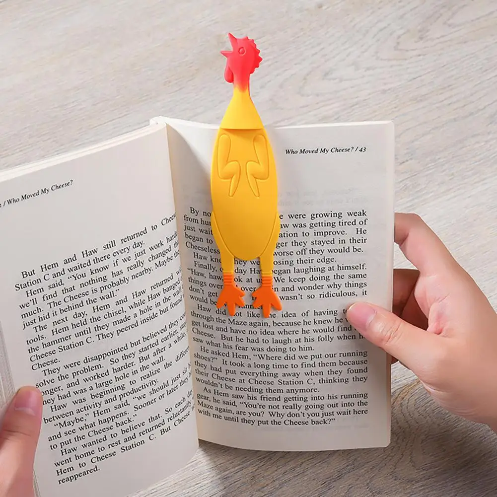 Chicken Shape Page Divider Silicone Bookmarks Funny Screaming Chicken Waterproof Bookmark for School Office Supplies Cartoon