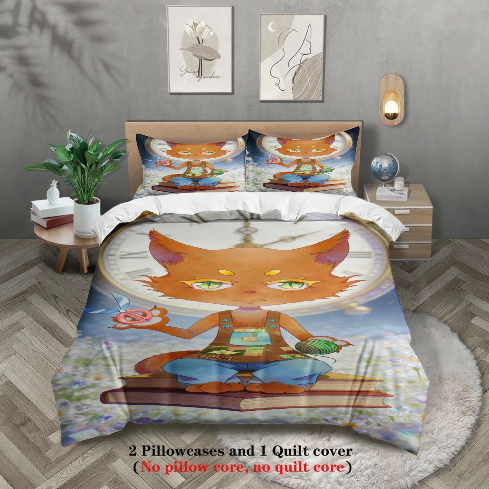 Cute Bedding Set Softville Cozy Town Fern the Quilt Fox With Duvet Cover & Pillowcase For Children's Bedroom Decor