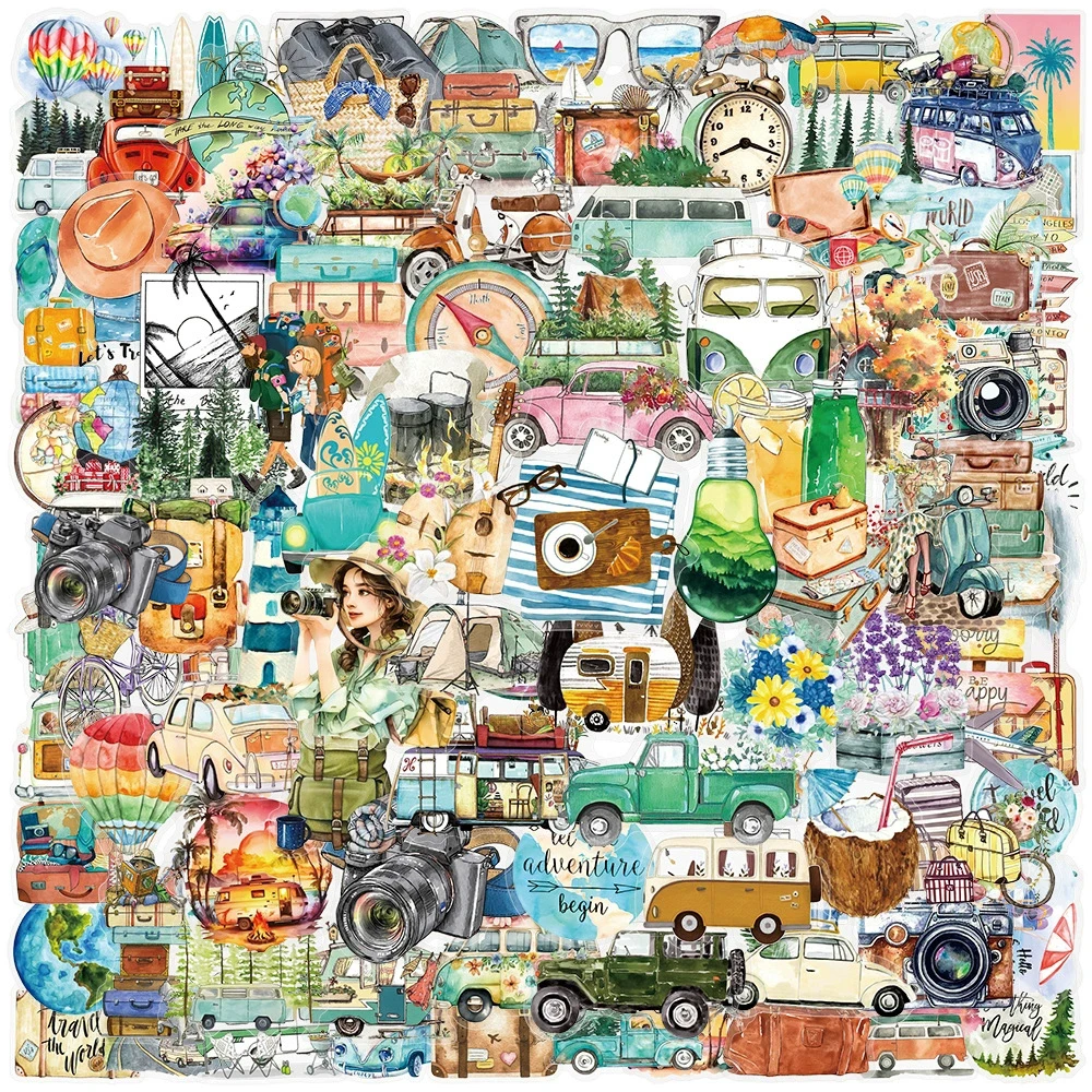 10/30/50/100 stücke Outdoor Reise Landschaft Aufkleber Camping Cartoon Aufkleber Wasserdichte Graffiti Gepäck Laptop Telefon Fall