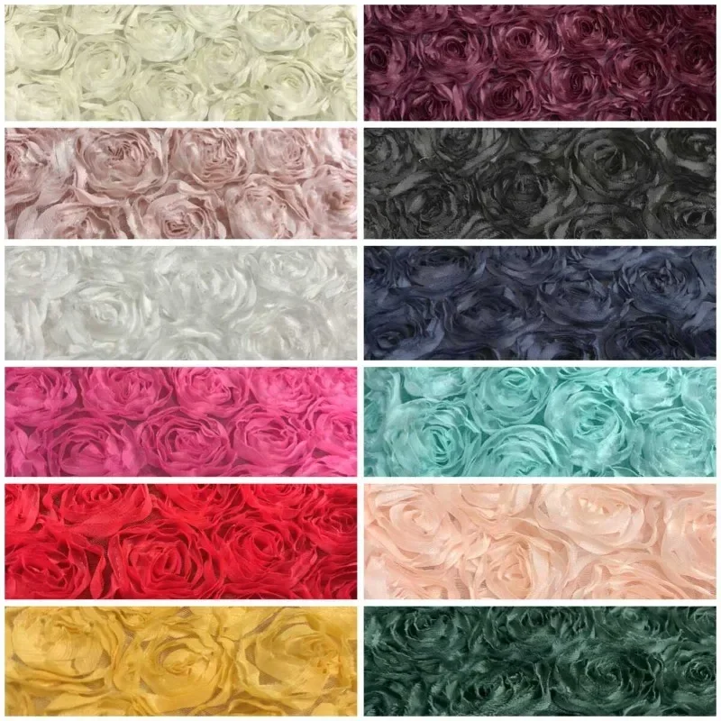 

High Quality 100x130cm 3D Rose Flowers Fabric Lace Craft Dress Wedding Party Carpet Background Decoration Patchwork Sewing Telas