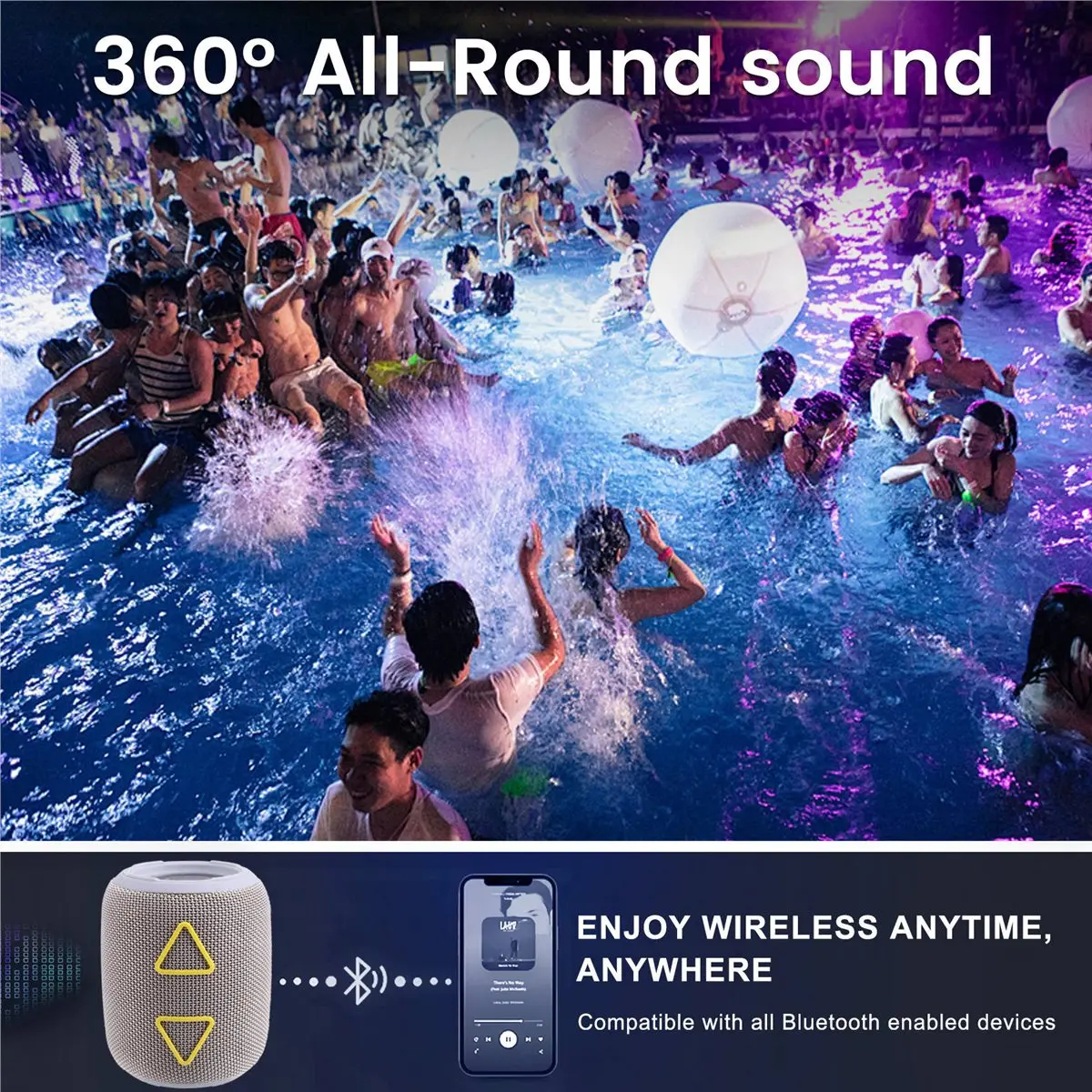 

(BOFF) Портативная Bluetooth-колонка, беспроводные Bluetooth-колонки V5.1 с поддержкой USB-карт, для улицы, путешествий, пляжа, кемпинга, дома