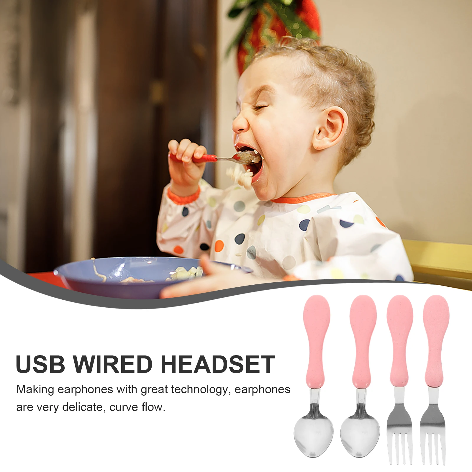 

4pcs Stainless Steel Fork Spoon Kids Utensils Cartoon Children Feeding Tableware Set Safe Easy Clean Durable Gift