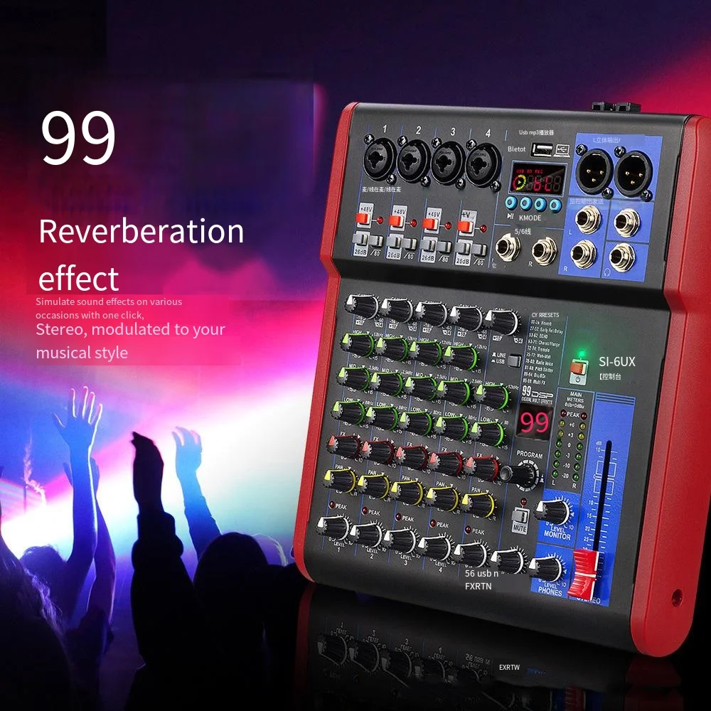 

4/6/8-channel DSP reverb computer recording sound card, small home and stage instrument mixer, professional audio console