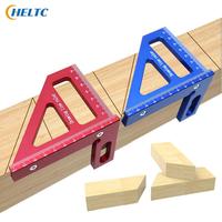 1PC Ruler DIY 3D Multi Angle Layout Aluminum Alloy Red Miter Triangle Ruler 45°/90° Woodworking Square Protractor Measuring Tool