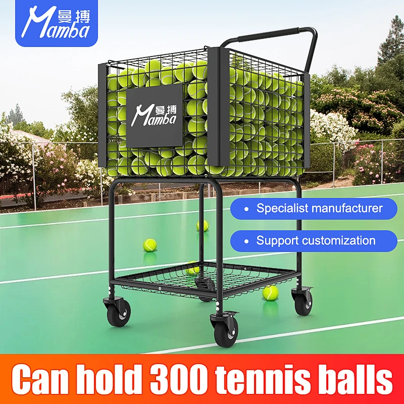 

High Quality Durable Tennis Ball Picking Basket 2 Layers Tennis Storage Baskets Large Capacity Tennis Ball Cart with Four Wheels