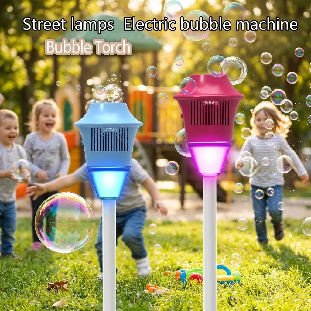 Máquina de Bolhas Automática para Exterior com Luzes e Música - Brinquedo Infantil Sem Bateria para Fazer Bolhas de Água