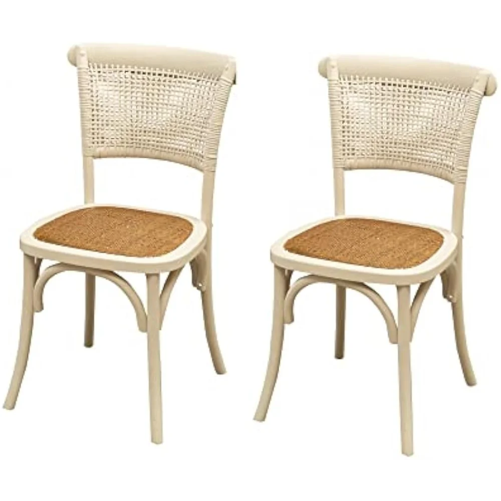 

Set of 2 Rattan dining chairs 88x45x50 cm - Wooden dining chairs for living room - Kitchen chairs vintage