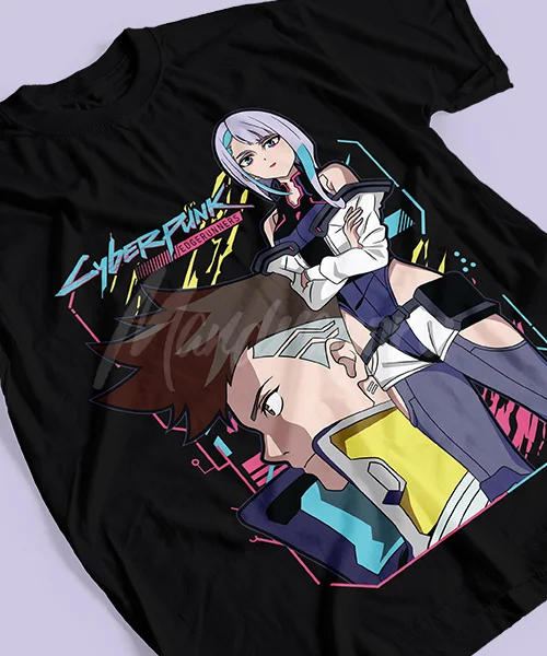 Camiseta unisex Cyberpunk Edgerunners Lucy y David Martinez