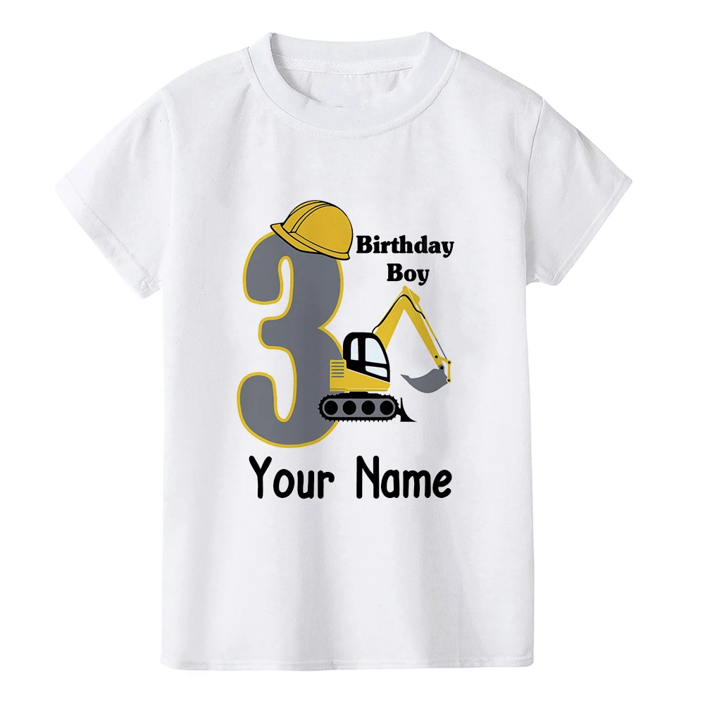 Construction Truck Birthday Boy Shirt Number 1 2 3 4 5 6 7 8 Graphic Kids Clothes Excavator Birthday Party Wear Shirt Gift