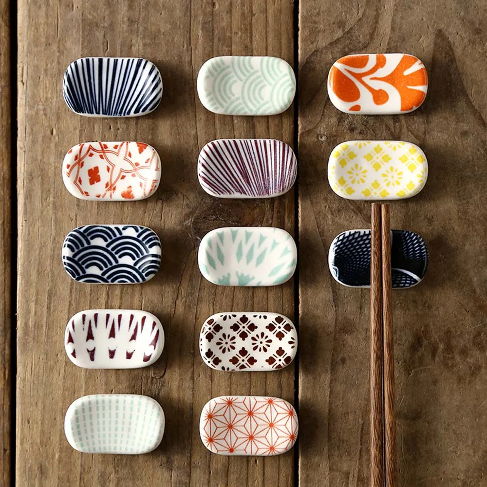 Soporte cuadrado de cerámica para palillos, soporte para palillos de cocina japonesa, reposapalillos, vajilla bonita para mesa de cocina, 1 ud.