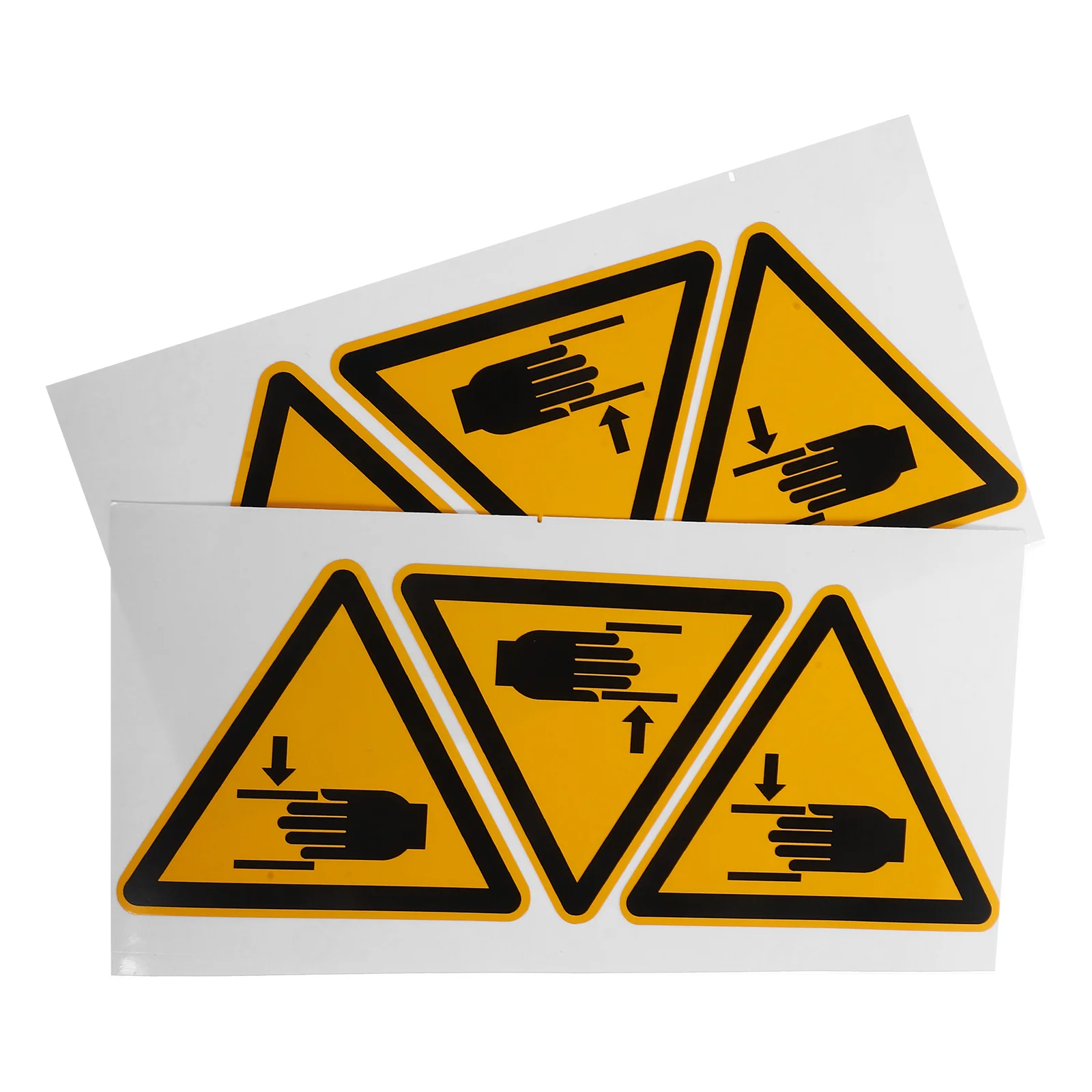 6pcs Adhesive Hand Pinch Warning Stickers Electrical Safety Labels Caution Signs For Machine Home Office High Viscosity