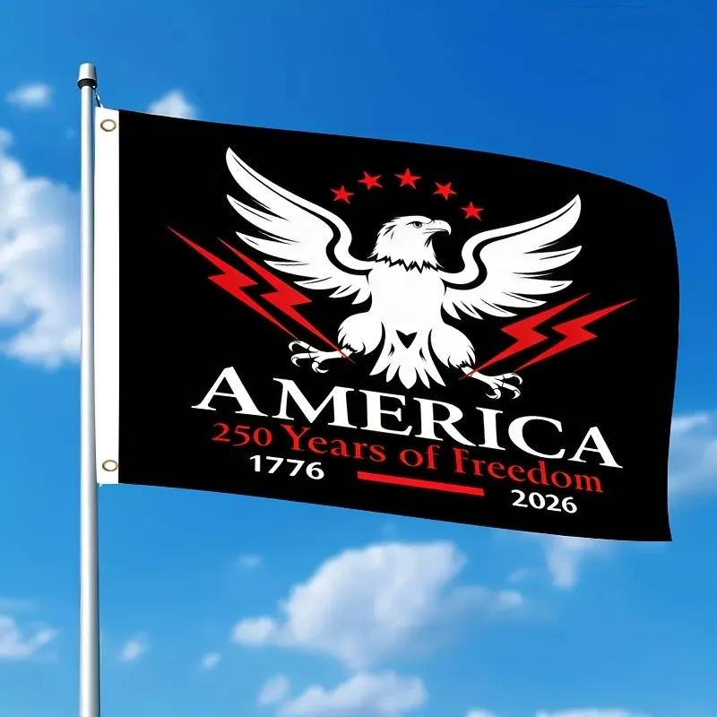 250Th Anniversary Freedom Eagle Flag 1776 To 2026 Double Sided Nylon Banner For Celebrations