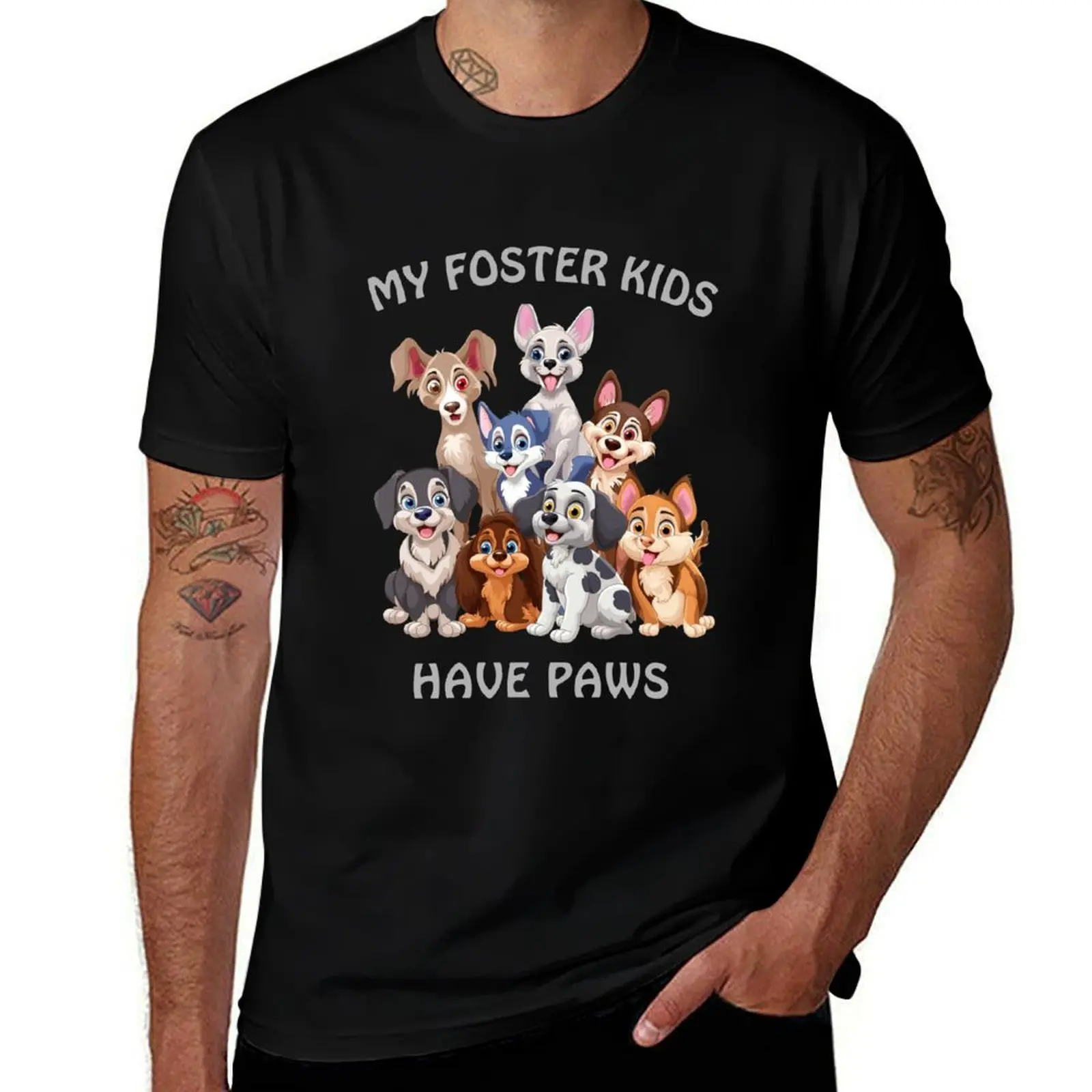 My Foster Kids Have Paws Cute T-Shirt Large Size Loose Casual Tee T-Shirt