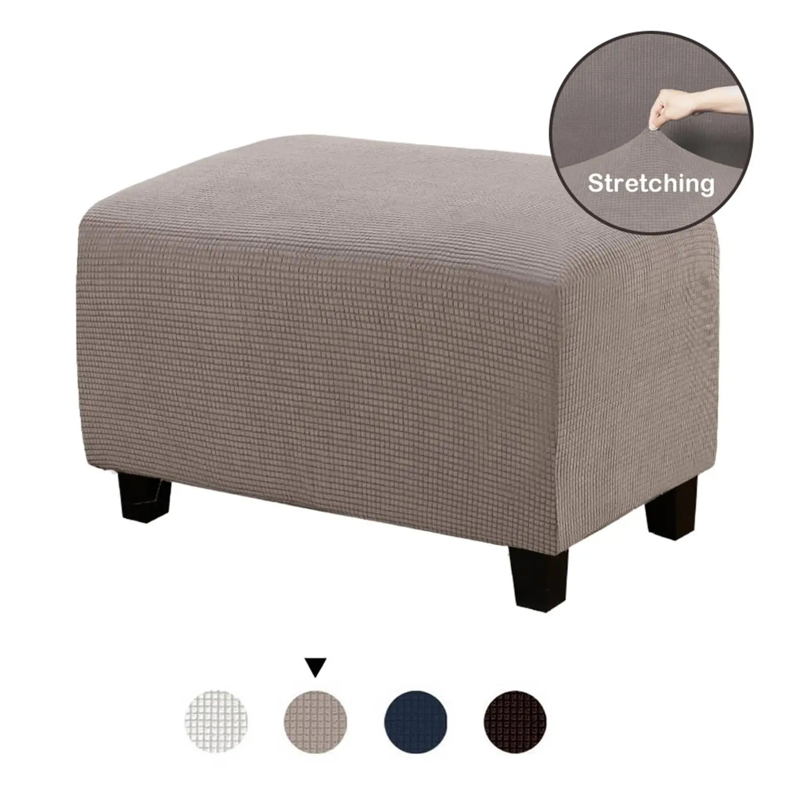 Stretchable Rectangle Storage Stool Slipcovers Living Room Storage Ottoman Protect Cover Machine Washable Ottoman Cover