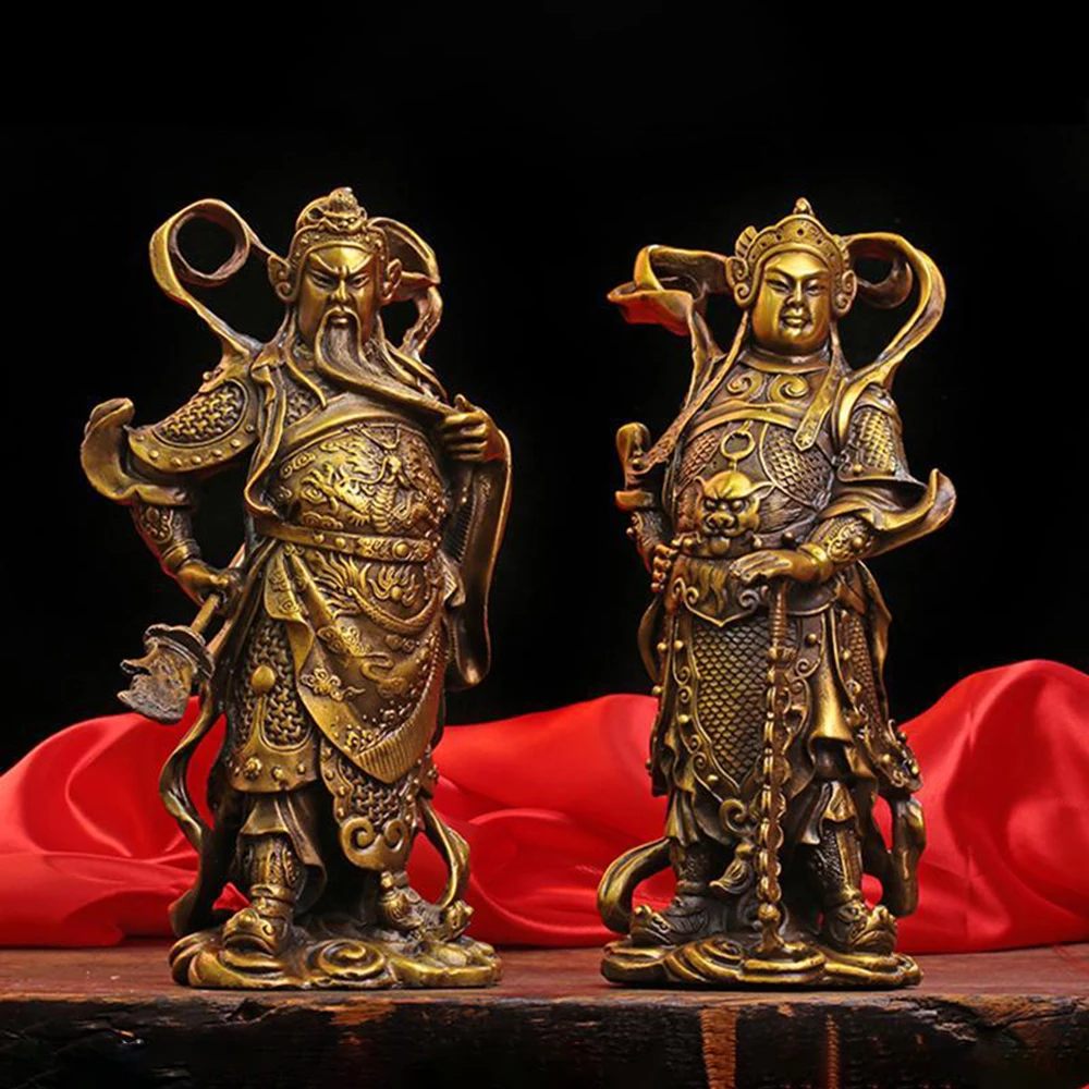 

Vintage copper Lord Guan Sangharama Skanda Bodhisattva Statue ornaments, Door God bronze statue, Home Buddhist Hall Decoration