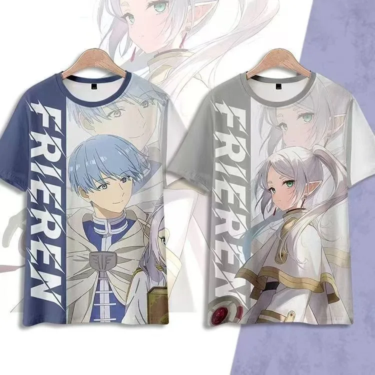 Anime Frieren: Beyond Journey's End T-shirt, Short-sleeved Unisex Anime Loose Spring Summer Anime Tops