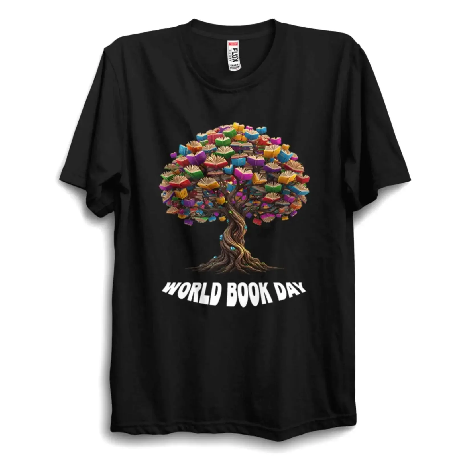 Camiseta Día Mundial del Libro Disfraz Fácil Colorido Árbol Conjunto vintage Washed designer clothes Slightly Comfortable