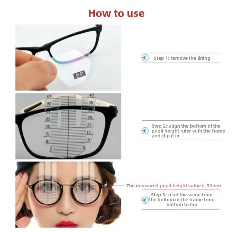 Transparent Pupil Height Ruler for Eyeglass Fitting – Accurate PH Measurement Tool,  ABS Optical Accessory for Glasses
