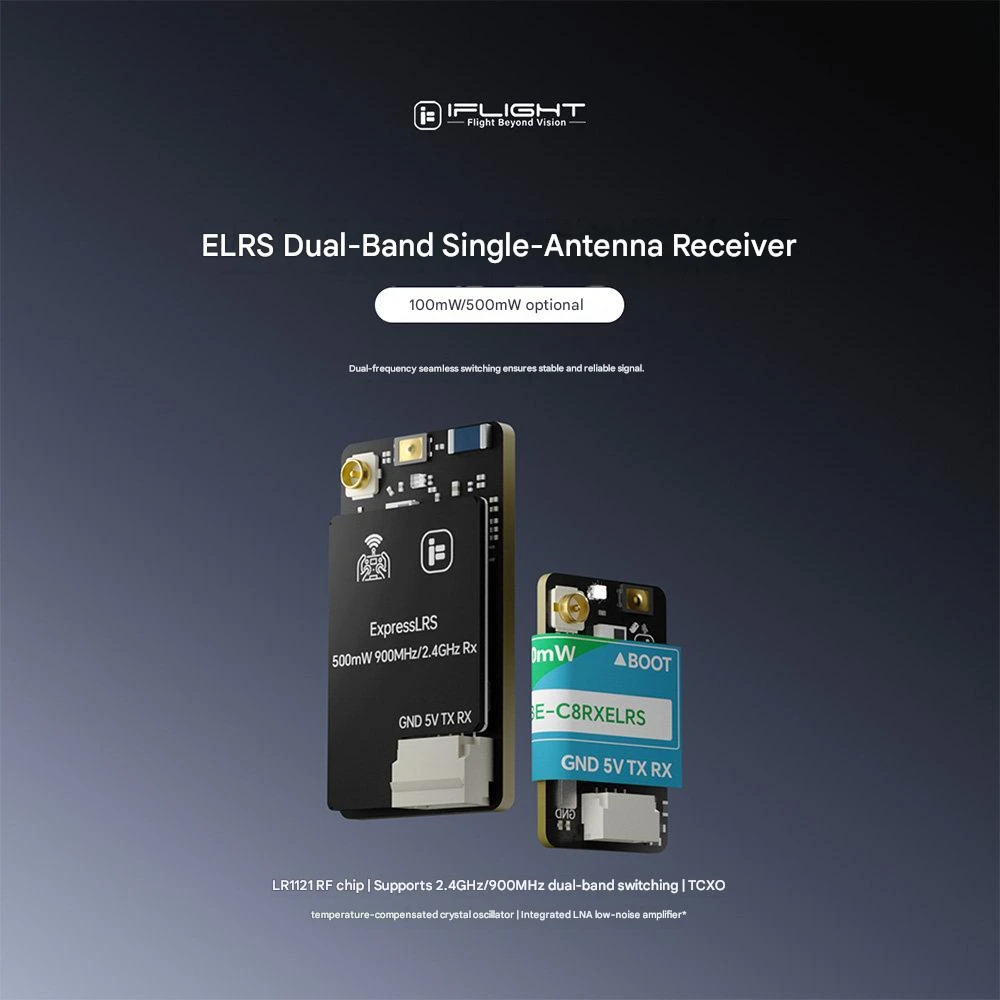 iFlight WingFly ELRS Receiver - 2.4G/900M Dual Frequency Single Antenna High-Power FPV Drone