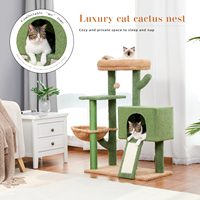 Multi-Level Cactus Cat Tree with Hammock Scratching Post Luxury Cat Tower Cat Scraper Kitten Beds and Furniture Pet Cat Toys