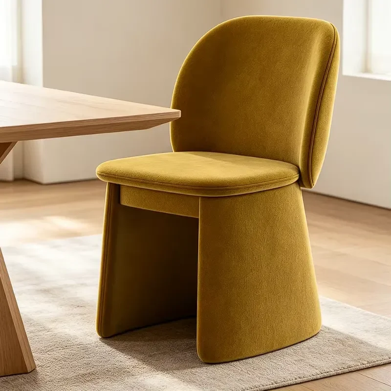 Factory Direct Arched Curved Backrest Fabric Leisure Chair Integrated Base Home Furniture for Living Room Villa