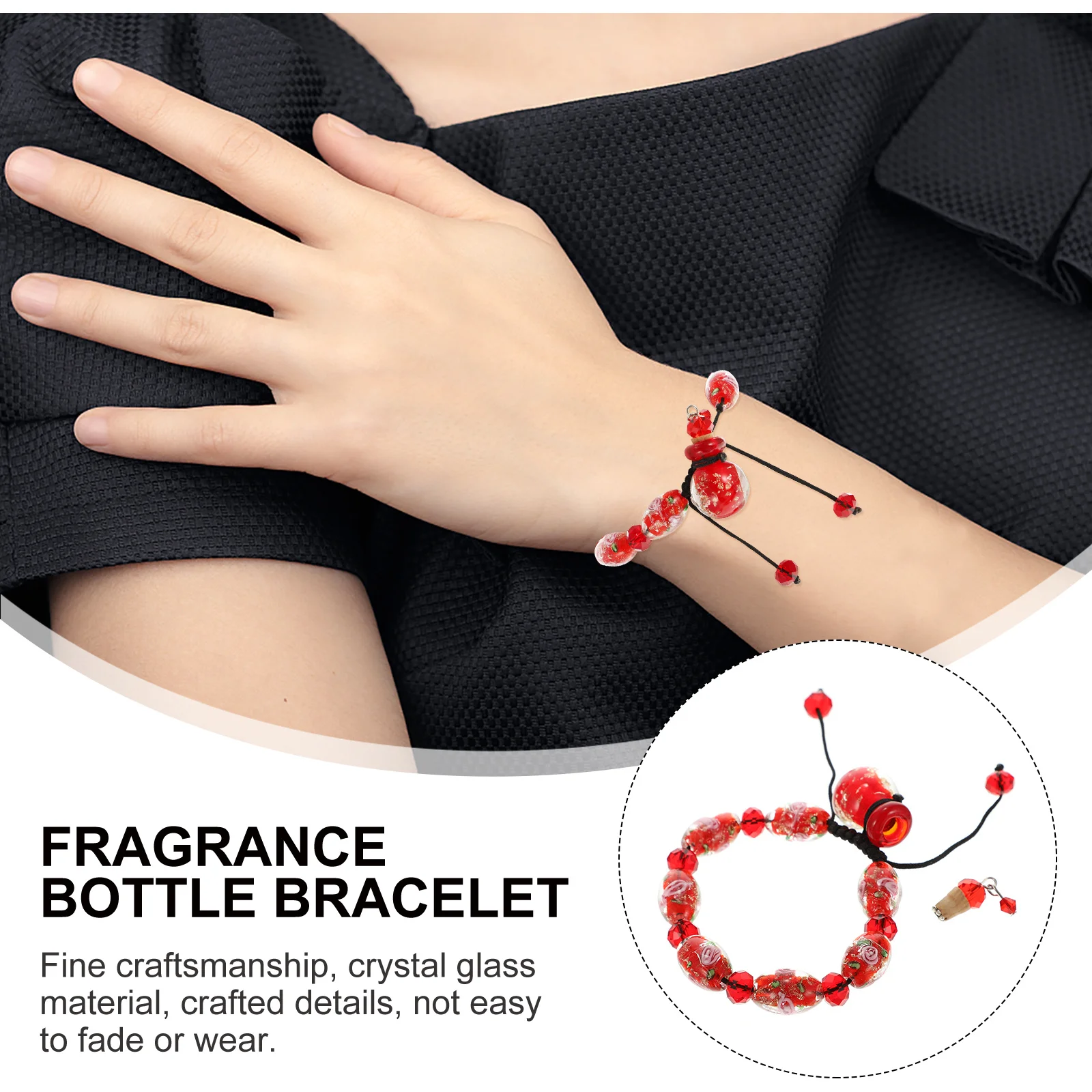 

Aromatherapy Bracelet Mini Essential Oil Bottle Pendant Adjustable Crystal Glass Charm Wrist Decoration for Prom Wedding