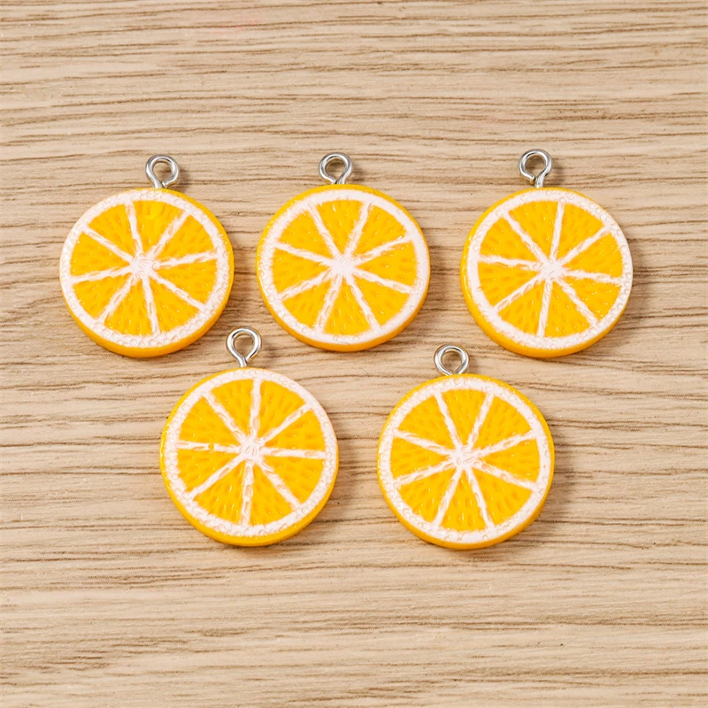 10 pz 19x23mm Carino Frutta Pendenti e Ciondoli Resina Arancione Fetta Pendenti con Ciondoli per la Creazione di Gioielli Collane Orecchini Artigianato FAI DA TE Accessori