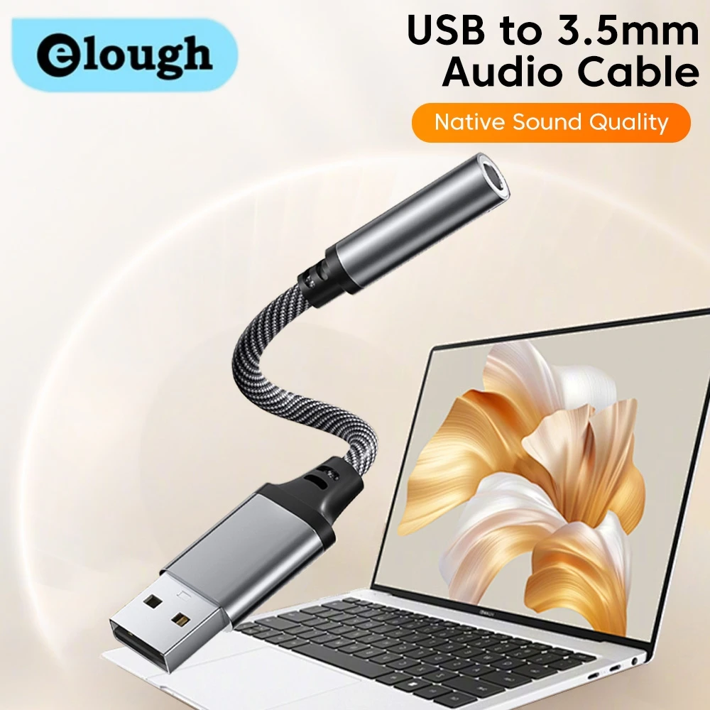 Elough USB to 3.5mm audio cable Headset speaker adapter cable USB to 3.5mm female aux audio HIFI