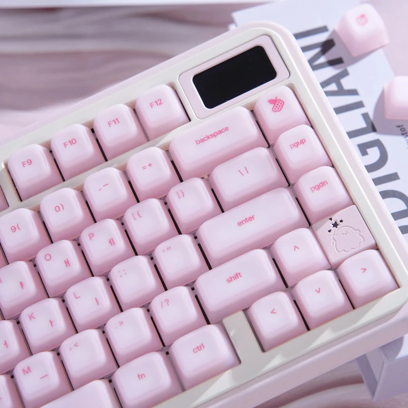 Korean Hangul Keycaps Silicone PC Cherry Profile Key Cap Cute 113 Keys Personalized Pink Cartoon Anime Point Key Cap for MX