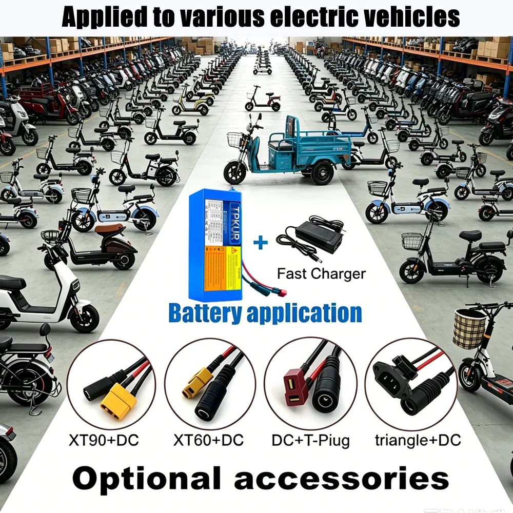 High Capacity 18650 48V 20Ah 12AH 15AH 35AH 10AH 13S5P lithium battery pack large capacity suitable for 250-1500W built-in BMS