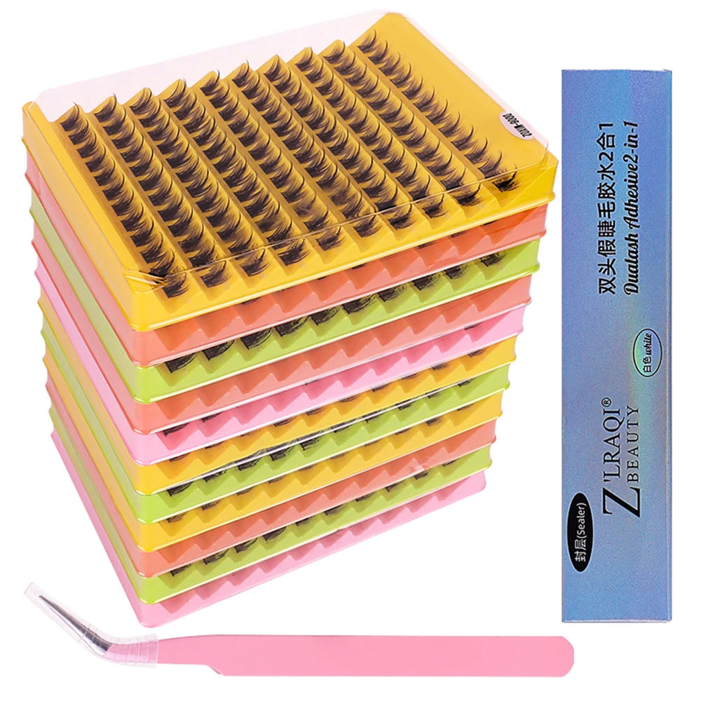 

No-glue natural style self-adhesive curly hair lazy segmented-style devil style self-piercing round eye false eyelashes