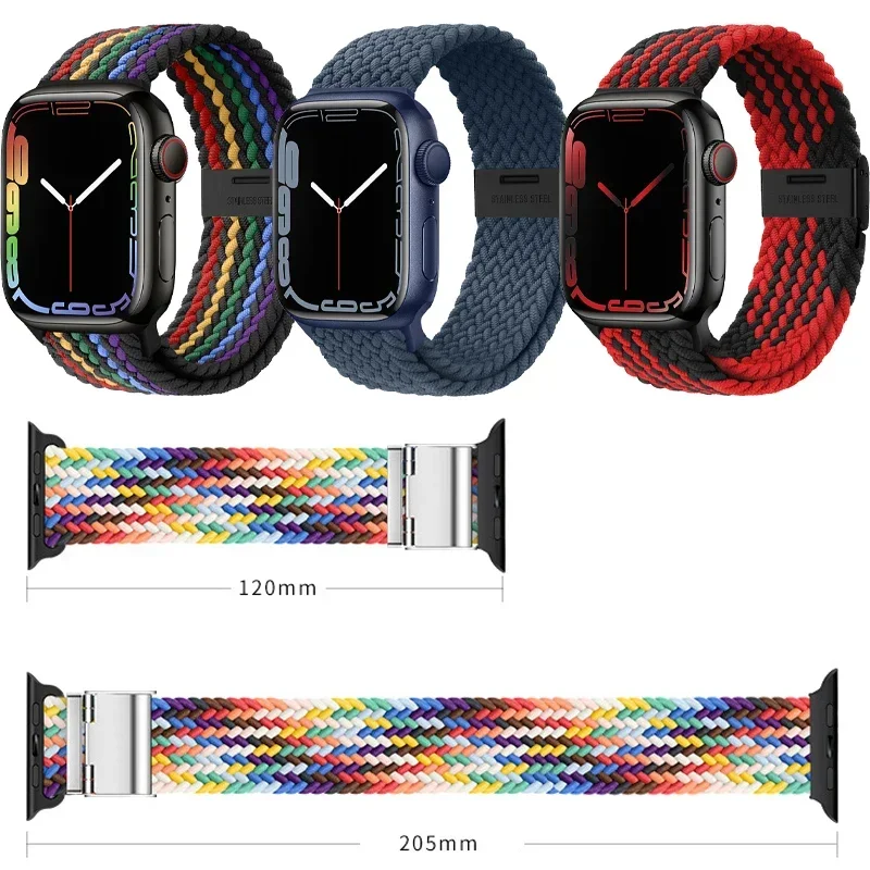 Nylon Loop Strap for Apple Watch Band Ultra 2 49mm 45mm 44mm 40mm 42mm 41mm Braided Bracelet for IWatch Series 9 8 7 6 SE 5 4 3