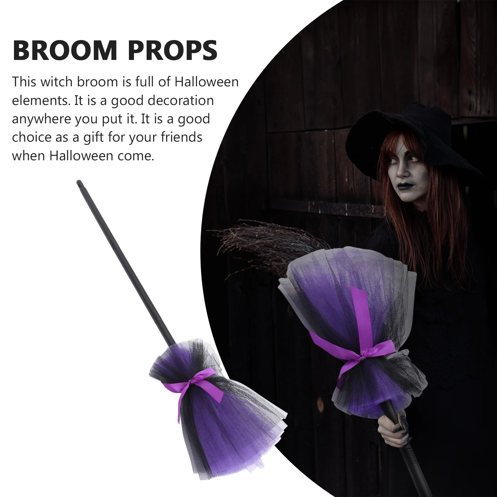 1 pz scopa scopa da strega di Halloween per decorazioni per spettacoli di feste design da sogno accessorio per occasioni in piedi Halloween Besom