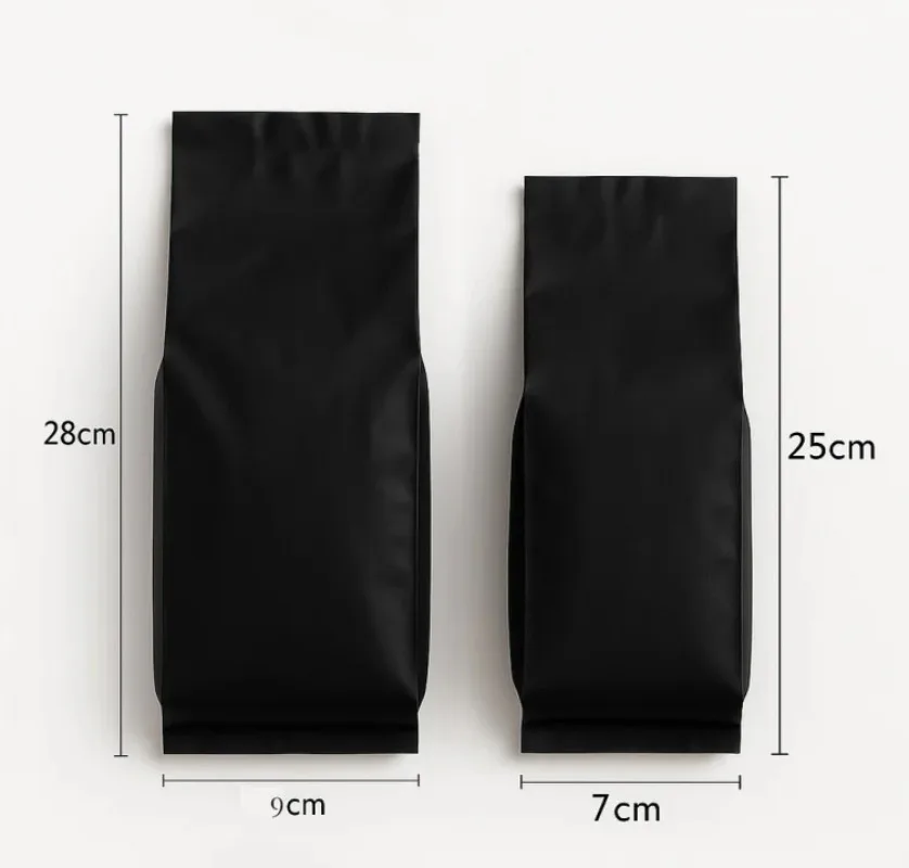 50 قطعة من أكياس رقائق الألومنيوم السوداء غير اللامعة مع أكياس جانبية، قابلة للغلق بالحرارة للقهوة والماتشا والوجبات الخفيفة DIY وتخزين المواد الغذائية الجافة