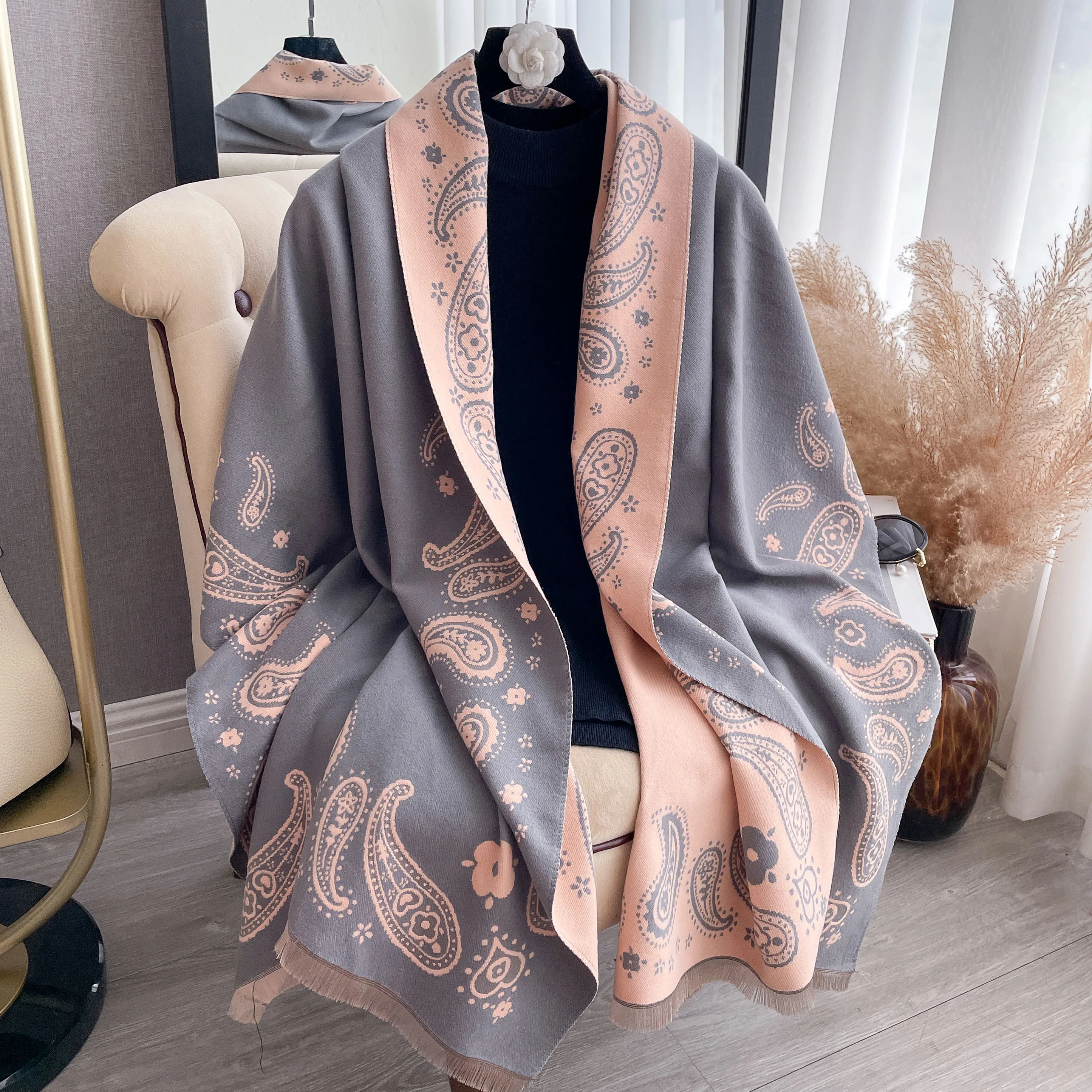 New Paisley Print Cashmere Scarf Women Thick Winter Warm Luxury Shawl Wraps Bufanda Female Pashmina Blanket Travel Poncho Stoles