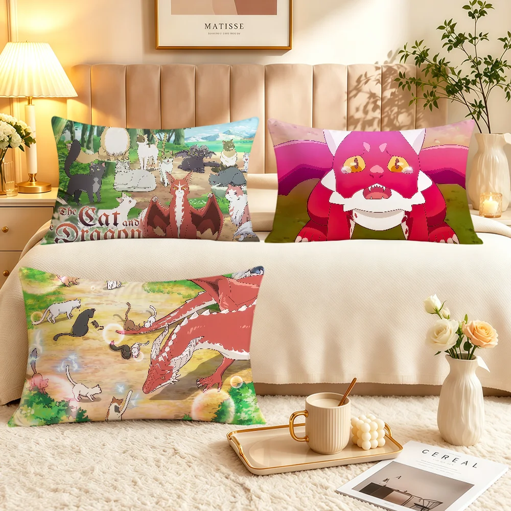 Anime The Cat And The D-dragon Soft Rectangle Pillowcover Home Sofa Living Room Decor Dorm Bedside Hogar Pillowcase Gift