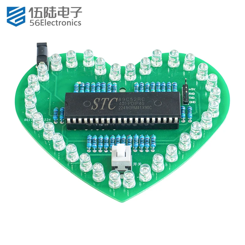 Microcontroller Heart-shaped Water Lamp Kit Colorful Dazzling LED Flashing Light DIY Electronic Components Welding and Soldering