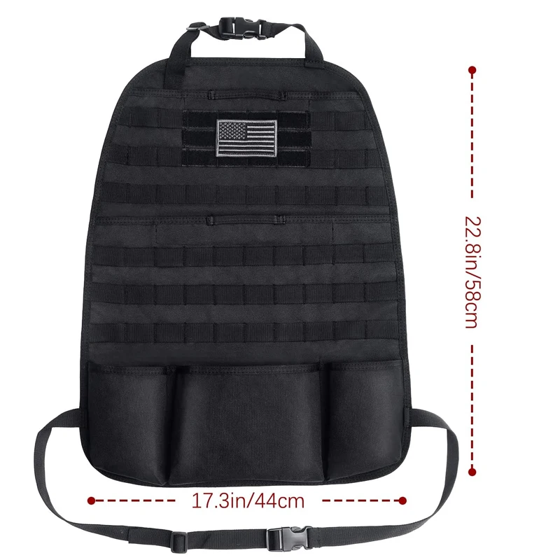 Rugleuningorganizer-Opgewaardeerd Tactisch Molle Voertuigpaneel Universeel Fit Autostoelhoes Beschermer Met Extra Amerikaanse Vlagpatch