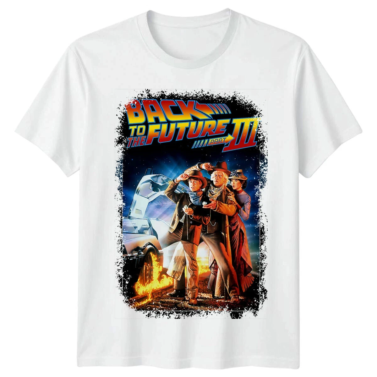 Back To The Future Part III T-Shirt Men 80s Cult Time Travel Western DeLorean Graphic Short Sleeve Retro Streetwear Fan Top