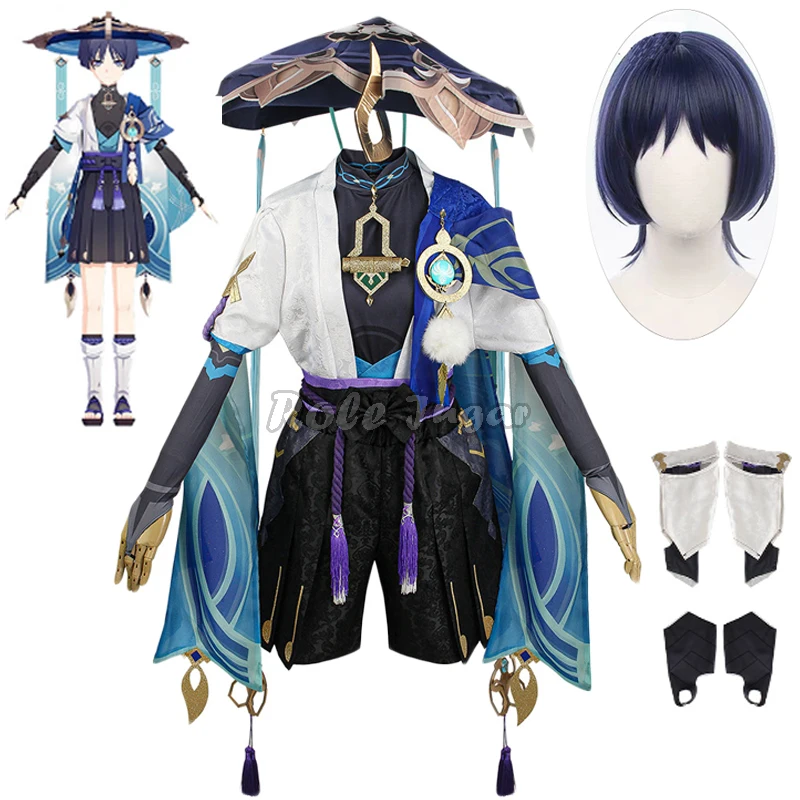 Genshin Impact WPanama er Coat and Pant Sets, Hat Wigs, Anime Game Cosplay, Kunikuzushi Balladeer, Costumes d'Halloween pour hommes