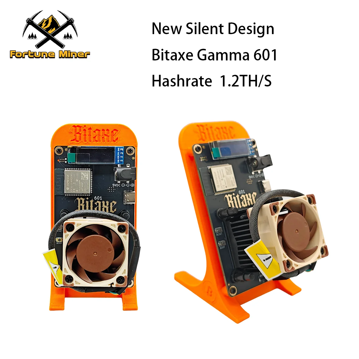 

Bitaxe Gamma 601 Lucky Miner 1.2TH/s 18W BTC Solo Miner Cryptos Miner Mining Lottery Machine Noiseless Silent Design Fan Orange